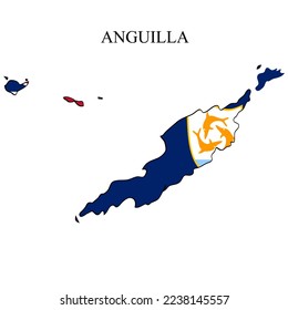 Anguilla Karte, Vektorgrafik. Weltwirtschaft. Berühmtes Land. Karibik. Lateinamerika. Amerika.