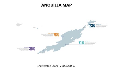 Anguilla Modern Map Prozentuale Infografik-Vorlage, Detaillierte Infografik-Karte von Anguilla