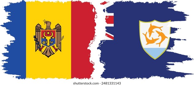 Anguilla and Moldova grunge flags connection, vector