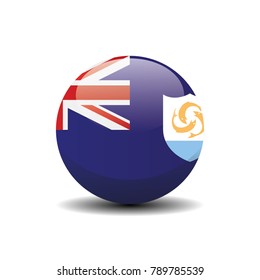 Anguilla national circle button flag background texture. Vector illustration.