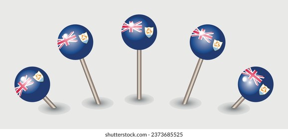 Anguilla national flag map marker pin icon illustration