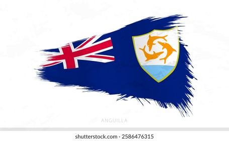 Anguilla National Flag with Textured Brush Strokes. Artistic Brush Stroke Design.