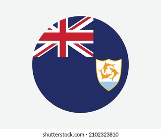 Anguilla Round Flag. Anguilla Circle Flag. British Overseas Territory Circular Shape Button Banner. EPS Vector Illustration. svg