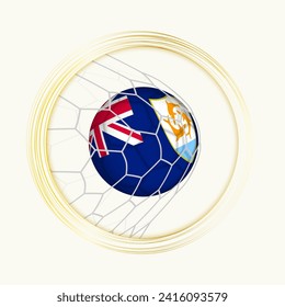 Anguilla scoring goal, abstract football symbol with illustration of Anguilla ball in soccer net. Vector sport illustration.