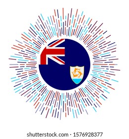 Anguilla sign. Country flag with colorful rays. Radiant sunburst with Anguilla flag. Vector illustration.