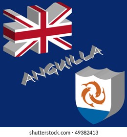 anguilla tridimensional flag, abstract vector art illustration