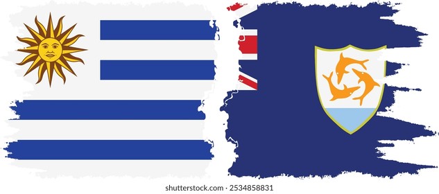 Anguila y Uruguay grunge flags conexión, Vector