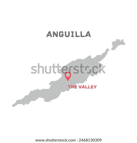 Anguilla vector map illustration, country map silhouette with mark the capital city of Anguilla inside. vector illustration. All countries can be found in my portfolio
