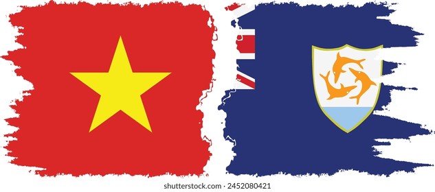 Anguilla and Vietnam grunge flags connection, vector