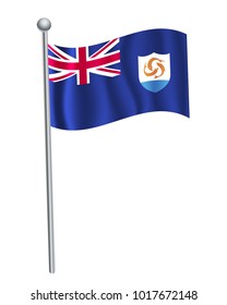 anguilla waving flag on flagpole vector illustration.3d vector icon isolated on white background