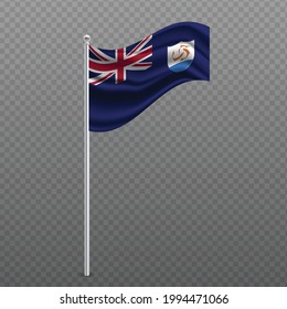 Anguilla waving flag on metal pole. Vector illustration.