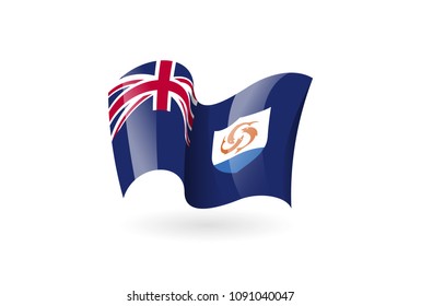 Anguilla waving flag vector icon, national symbol. Flag of Anguilla, fluttered in the wind - vector illustration isolated on white background.