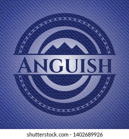 Anguish badge with jean texture. Vector Illustration. Detailed.