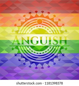Anguish emblem on mosaic background with the colors of the LGBT flag