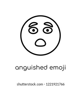 anguished emoji icon. Trendy modern flat linear vector anguished emoji icon on white background from thin line Emoji collection, outline vector illustration