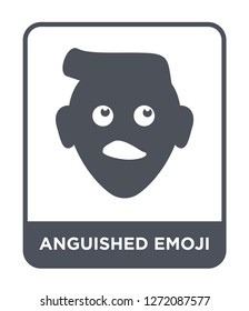 anguished emoji icon vector on white background, anguished emoji trendy filled icons from Emoji collection, anguished emoji simple element illustration