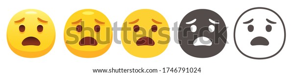 Anguished Emoji Pained Yellow Face Furrowed Stock Vector Royalty Free