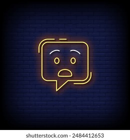 anguished emoji symbol neon sign vector