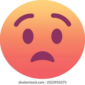 Icono de emoji de cara angustiada. Colores de moda, elemento popular que representa una profunda tristeza o angustia, utilizado con frecuencia en las redes sociales. Emoticon, elemento aislado.