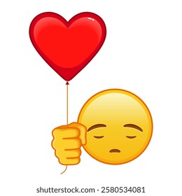 Anguished face with red heart baloon Large size of yellow emoji smile