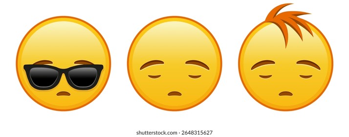 Rosto amarelo angustiado Conjunto de três emojis