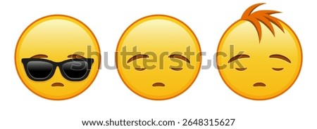 Anguished yellow face Set of three emoji