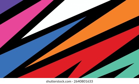 Angular abstract background with strong purple, red, and blue elements. A graphic design that captures bold movement and contemporary visual style.