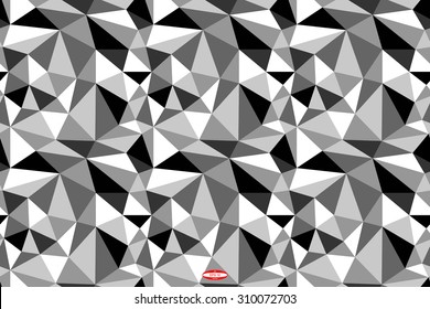 angular abstract black white pattern with grey triangle. vector illustration