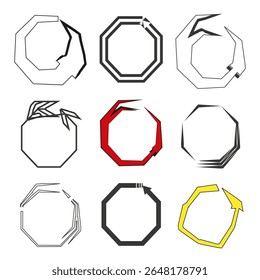 Octógono da seta angular. Quadro de loop pontiagudo. Forma vetorial abstrata. Símbolo gráfico nítido.