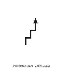 Angular arrow in the shape of stair treads. Vector illustration. 