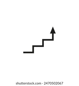 Angular arrow in the shape of stair treads. Vector illustration. 