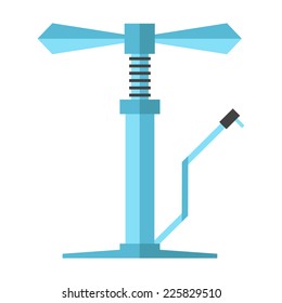 angular blue bicycle pump. isolated on white background. flat design modern vector illustration