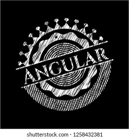 Angular chalkboard emblem written on a blackboard