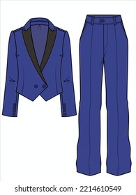 ANGULAR CUT WOMEN BLAZER WITH STRAIGHT FT PANTS CORPORATE WEAR VECTOR