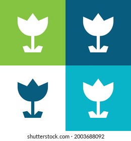 Angular Flower Flat four color minimal icon set