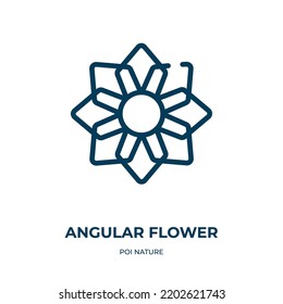 Angular flower icon. Linear vector illustration from poi nature collection. Outline angular flower icon vector. Thin line symbol for use on web and mobile apps, logo, print media.