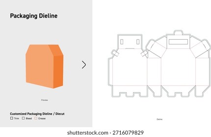 Angular Foldable Carton Box Dieline with Lock Flaps and Slanted Top