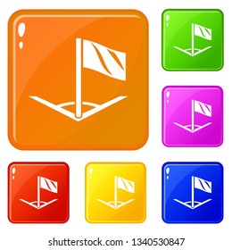 Angular football icons set collection vector 6 color isolated on white background