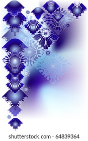 Angular frame with abstract lacy elements