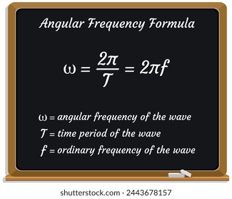 Angular Frequency Formula on a black chalkboard. School. Physics Formula. Vector illustration.