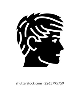 angular fringe hairstyle male glyph icon vector. angular fringe hairstyle male sign. isolated symbol illustration