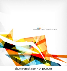 Angular geometric color shapes, abstract background, flyer or brochure template