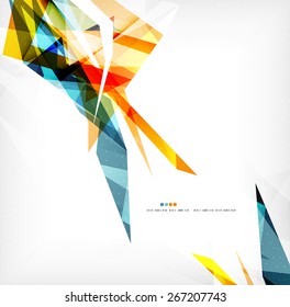 Angular geometric color shapes, abstract background, flyer or brochure template