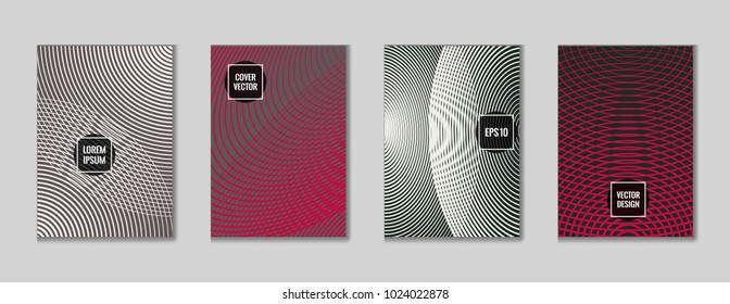 Angular geometrical lines notebook cover vector. Minimalistic notepad cover tile set. Colorful title page design for business notebook, dairy or notepad.