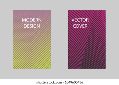 Angular geometrical lines notebook cover pattern. Minimalistic notepad cover theme set. Colorful title page background for personal.