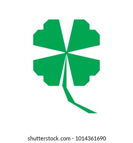 Angular green four leaf clover symbol on a white background - Eps10 vector graphics and illustration