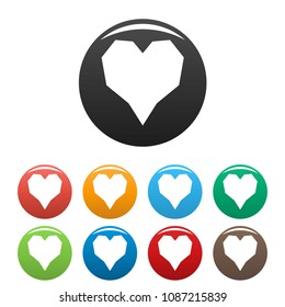 Angular heart icon. Simple illustration of angular heart vector icons set color isolated on white