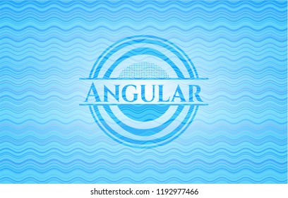 Angular light blue water emblem background.