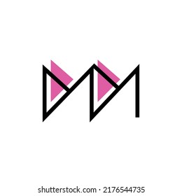 Angular line and pink triangles vector logo. Suitable for brand, product, apps, technology, company, and industry.