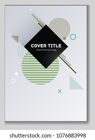 Angular memphis design placard pattern with white and shapes. Cool memphis texture placard page. Front page graphic design for personal notebook, dairy or notepad.